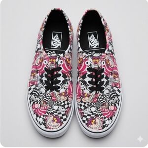 Disney Alice In Wonderland Vans Women's Pink and Black Patterned Sneakers